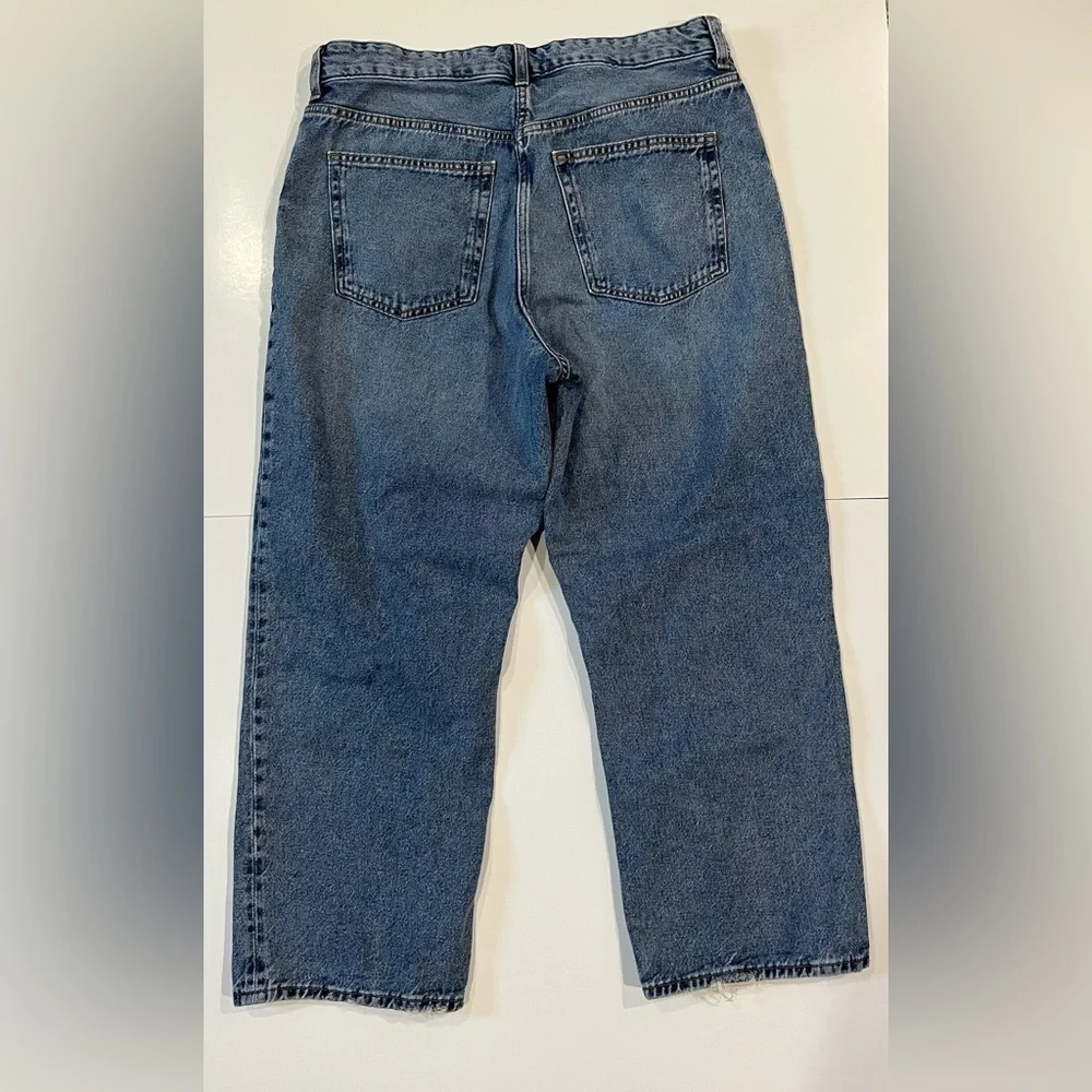 H&M High Waist Button Fly Ankle Length Cropped Mom Jeans Size 12 - Picture 4 of 5